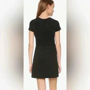 Woman THEORY black Jatinn K_oxford Knit S/s Sheath Dress Sz 6 EUC USA Stretch